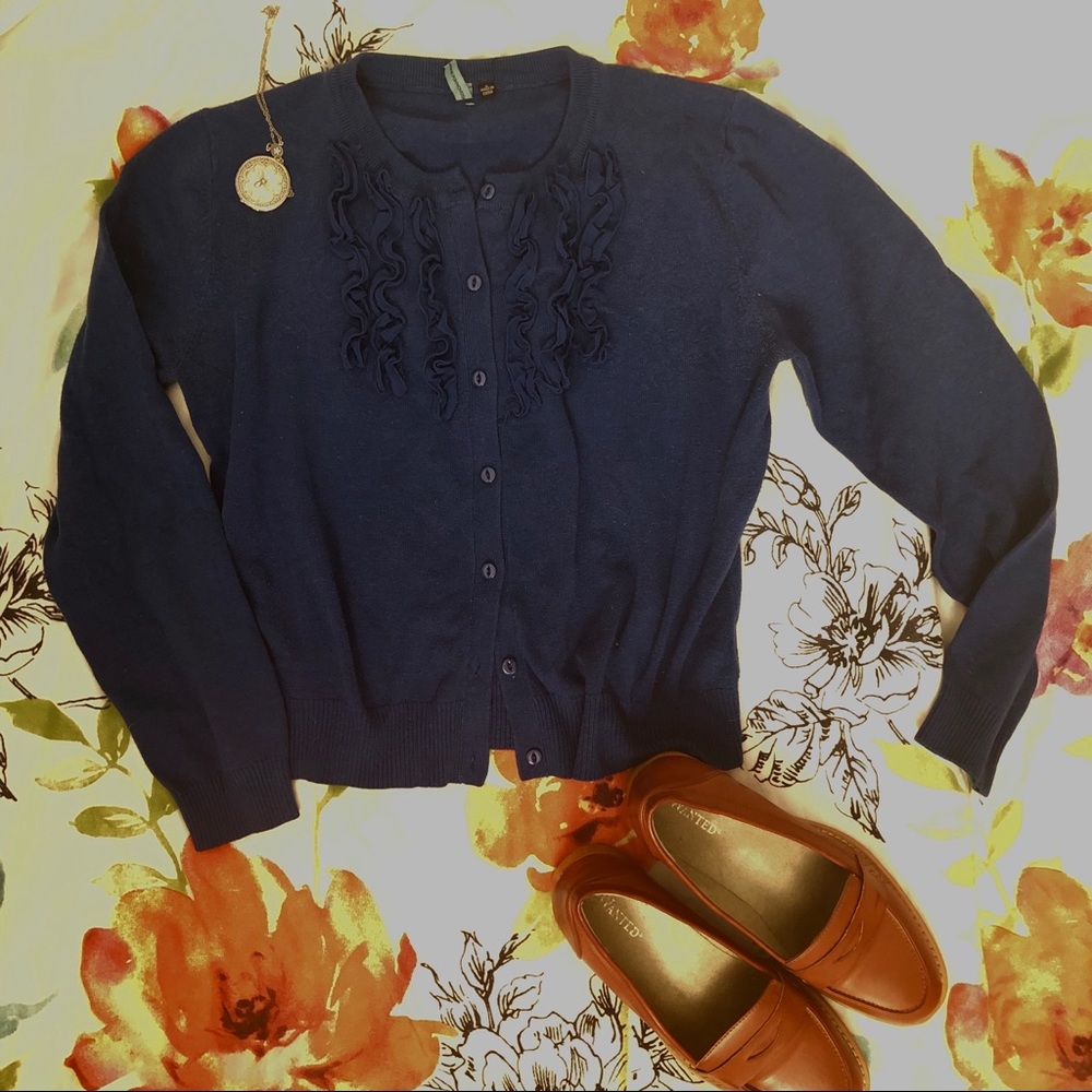 Blue Ruffle Cardigan